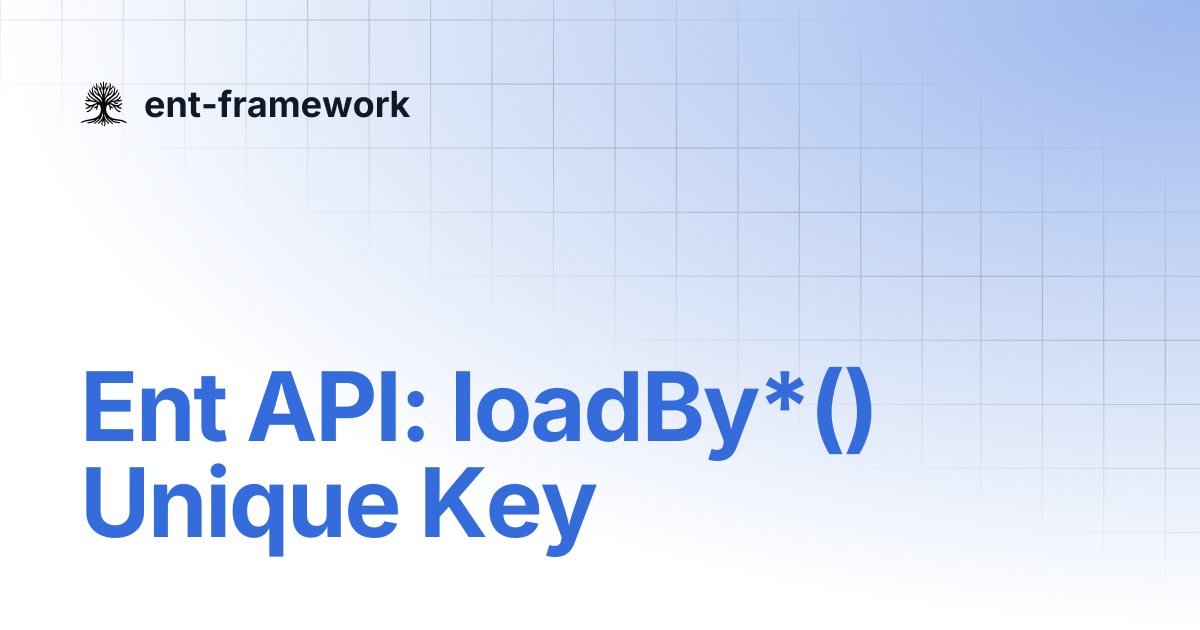 Ent API: loadBy*() Unique Key | ent-framework